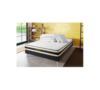 Matelas 160 x 200 cm Flexy - Ressorts ensachés - Ep : 22 cm - sommier Noir avec 2 oreillers et couette