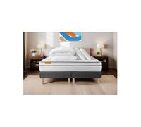 Matelas 160 x 200 cm Memo luxe - Ressorts ensachés - Ep : 26 cm - sommier Gris avec 2 oreillers et couette
