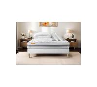 Matelas 160 x 200 cm Memo spring - Ressorts ensachés - Ep : 22 cm - sommier Blanc avec 2 oreillers et couette