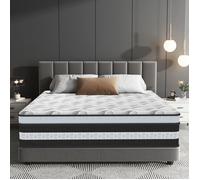 Matelas 160x200 cm Ép 28cm, Hybride Matelas Mousse à mémoire de forme et ressort Indépendant, Hypoallergénique, Mi-Ferme Confort
