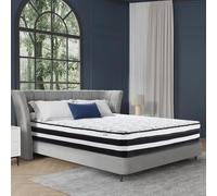 Matelas 160x200 cm, Mousse à Mémoire de Forme, Ép 28cm, Luxe Matelas à Ressorts Hybride, Ergonomie 10 Zones, Fermeté Moyenne H3, Respirante, Antibactérien, Hypoallergénique, Certifié Oeko-Tex