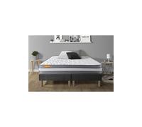 Matelas 160x200 + double sommiers gris 80x200 Memo Plus Memoire de forme 3 zones