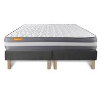 Matelas 160x200 + double sommiers gris 80x200 Memo Plus Memoire de forme 3 zones