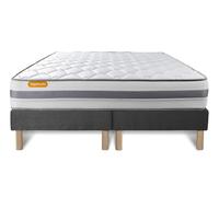 Matelas 160x200 + double sommiers gris 80x200 Memo Spring Ressorts ensachés 3 zones de confort MAXI épaisseur