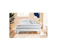 Matelas 180 x 200 cm Memo - Mousse à mémoire de forme - Ep : 20 cm - sommier Blanc avec 2 oreillers et couette