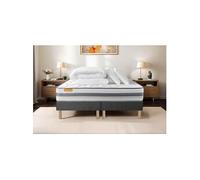 Matelas 180 x 200 cm Memo spring - Ressorts ensachés - Ep : 22 cm - sommier Gris avec 2 oreillers et couette