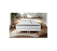 Matelas 180 x 200 cm Memo zen - Mousse à mémoire de forme - Ep : 26 cm - sommier Blanc avec 2 oreillers et couette