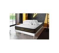 Matelas 180 x 200 cm Ultra - Mousse à mémoire de forme - Ep : 26 cm - sommier Blanc avec 2 oreillers et couette