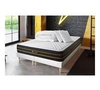 Matelas 180 x 200 cm Ultra - Mousse à mémoire de forme - Ep : 26 cm - sommier Blanc avec 2 oreillers et couette G
