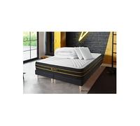 Matelas 180 x 200 cm Ultra - Mousse à mémoire de forme - Ep : 26 cm - sommier Noir avec 2 oreillers et couette