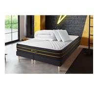 Pack matelas ULTRA 180x200 + double sommiers noir 90x200 + Couette + 2 oreillers G