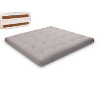 Matelas 200x200 naturel avec latex et 2x coco- Futon Comfort Relax Hard - Pascall Gris