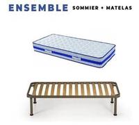 Matelas 200x200 + Sommier démonté + Pieds Offerts - Mousse Poli Lattex Indéformable - Hauteur 29 cm - Face Hiver avec Laine Merinos - Face été avec Lin - Soutien Ferme - Orthopédique Lattex Blue G
