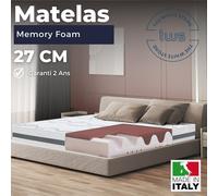 Matelas 27 cm en mousse à mémoire de forme | Ergonomique | hypoallergénique