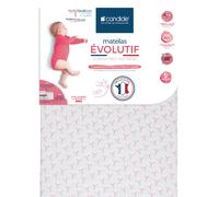 Matelas 70x140 cm pour lit bébé évolutif selon l'âge - déhoussable à 360° blanc 70X140