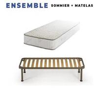 Matelas 80x190 + Sommier Démonté + pieds + Protège Matelas + Oreiller Mémoire Offerts Mousse Poli Lattex Indéformable - 23 cm - Face Hiver Pure Laine Merinos - Soutien Très Ferme - Tissu Aloe Vera Sup