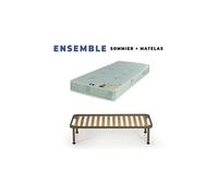 Matelas 80x190 + Sommier + pieds + Oreiller Mémoire + Protège Matelas Offerts Mousse Poli Lattex Indéformable - 19 cm - Ferme - Tissu à l'Aloe Vera -