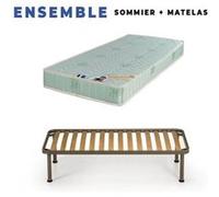Matelas 80x190 + Sommier + pieds + Oreiller Mémoire + Protège Matelas Offerts Mousse Poli Lattex Indéformable - 19 cm - Très Ferme - Tissu à l'Aloe