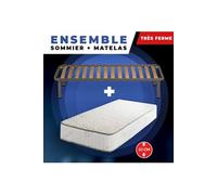 Matelas 90x190 + Sommier + pieds + Oreiller Mémoire + Protège Matelas Offerts Mousse Poli Lattex Indéformable - 23 cm - Très Ferme