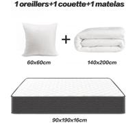 Matelas 90x190cm + couette 140x200cm + oreillers 60x60cm