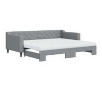 Vidaxl Lit De Jour Avec Gigogne Et Matelas Gris Clair 90x200 Cm Tissu Multicolore