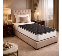 Matelas 90x200 - Hauteur 20 cm Soutien Très Ferme Mousse Haute Densité 30 kg/m³ - 2 Faces de Couchage (Face Noire Design) - Certifié CertiPUR & Oeko-TEx - Modèle Doux Rêve 20 Noir