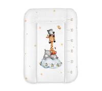 Matelas à langer 50x70 cm blanc avec animaux safari - imperméable & facile à nettoyer, doux pour nouveau-né - coussin à langer pour table à langer - matelas de change bébé