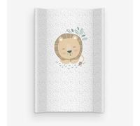 Matelas à langer 70x47 cm blanc avec lion - lavable & doux, bords profilés pour plus de sécurité - coussin à langer pour table à langer - matelas de change bébé confortable