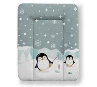 Matelas à Langer Bébé 50x70 cm - KIKIDO - Matelas Table à Langer Lavable pour Changer Couche, Matelas Bébé Imperméable - Pingouins