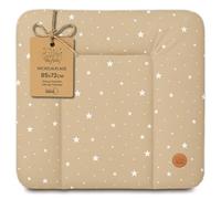Matelas a langer bebe 85x72 cm - table à langer pour bébé avec plan, tapis imperméable facile à nettoyer à poser sur une machine à laver ou une commode Hemnes ou Malm Beige avec étoiles blanches