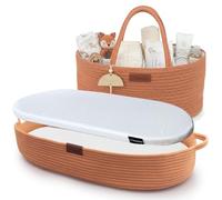 Matelas à Langer Bébé & Organiseur Couches - Panier à Langer Pliable Déperlant avec Housse Douce + Sac Rangement Bébé Multifonction pour Accessoires de Change, Design Bohème Élégant