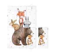 Matelas à langer de voyage pliable pour bébé, doux, imperméable et portable (amis de la forêt)