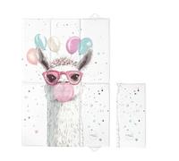 Matelas à langer de voyage pliable pour bébé, doux, imperméable et portable (lama)