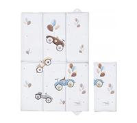 Matelas à langer de voyage pliable pour bébé, doux, imperméable et portable (voitures rétro)
