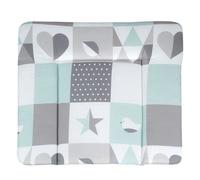 Matelas À Langer Doux Revêtu Pu Happy Patch Mint - Roba - 85x75 Cm - 3 Côtés Surelévés - Vert - Gris - Blanc Vert