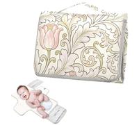 Matelas à langer imperméable réutilisable avec poche à mouchoirs Motif tulipes roses vintage William Morris pour bébé Kit de voyage cambiadores de pa?ales para Bebes