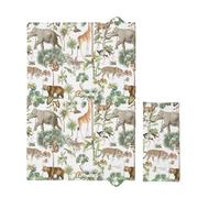 Matelas à langer pliable et portable 40 x 60 cm - Safari coloré | Imperméable | Facile à transporter | Pliable | Garçons et filles