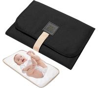 Matelas à langer pliable pour bébé, imperméable et confortable, tapis à langer, imperméable, pliable, voyage pour bébé pour les voyages et les nouveau-nés à la maison à l'extérieur (noir)