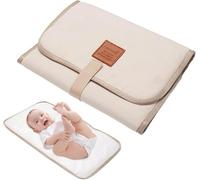 Matelas à langer pliable pour bébé, imperméable et confortable, tapis à langer portable, imperméable, pliable, voyage pour bébé pour les voyages et les nouveau-nés à la maison à l'extérieur (beige)