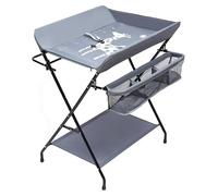 Matelas à langer pliable pour bébé, table à langer portable, avec poches en filet et compartiments à langer pour enfants (80 x 57 x 96 cm-Grigio)