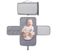 Matelas à langer portable avec poches de rangement - Matelas à langer de voyage pliable avec lingettes et porte-couches, clip pour poussette et poche avant - Essentiels pour nouveau-né (pois)