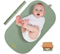 Matelas à langer portable en cuir synthétique doux, facile à nettoyer pour la maison ou les voyages, imperméable, avec sangle de rangement, facile à mettre dans un sac à langer, 76,2 x 43,2 cm (vert