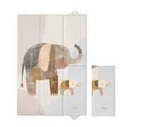 Matelas à langer de voyage pliable pour bébé, doux, imperméable et portable (famille d'éléphants)