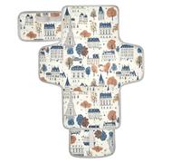 Matelas à langer portable réutilisable avec poche à mouchoirs, matelas à langer portable léger et pliable Paris Castel pratique dessiné