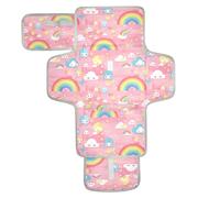 Matelas à langer portable réutilisable avec poche à mouchoirs pour table à langer pour bébé Station de voyage Kit Pixal Peach Motif arc-en-ciel