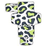 Matelas à langer portable réutilisable avec poche en tissu imprimé léopard, vert citron et bleu marine pour bébé