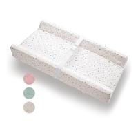 Matelas à langer profilé en coton bio avec matelas en mousse imperméable, avec pois, housse douce, amovible et lavable, sangle de sécurité, surmatelas pour table à langer et commode de taille standard
