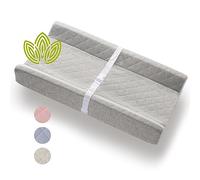 Matelas à langer profilé en coton bio avec matelas en mousse imperméable, comprend une housse douce, amovible et lavable, sangle de sécurité, fond antidérapant, surmatelas pour table à langer et