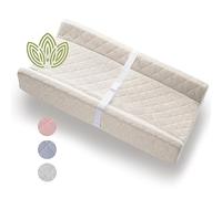 Matelas à langer profilé en coton bio avec matelas en mousse imperméable, comprend une housse douce, amovible et lavable, sangle de sécurité, fond antidérapant, surmatelas pour table à langer et