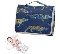 Matelas à langer réutilisable avec poche à mouchoirs, alligator bleu foncé, matelas à langer de voyage avec oreiller intégré cambiador de pa?ales para Bebes